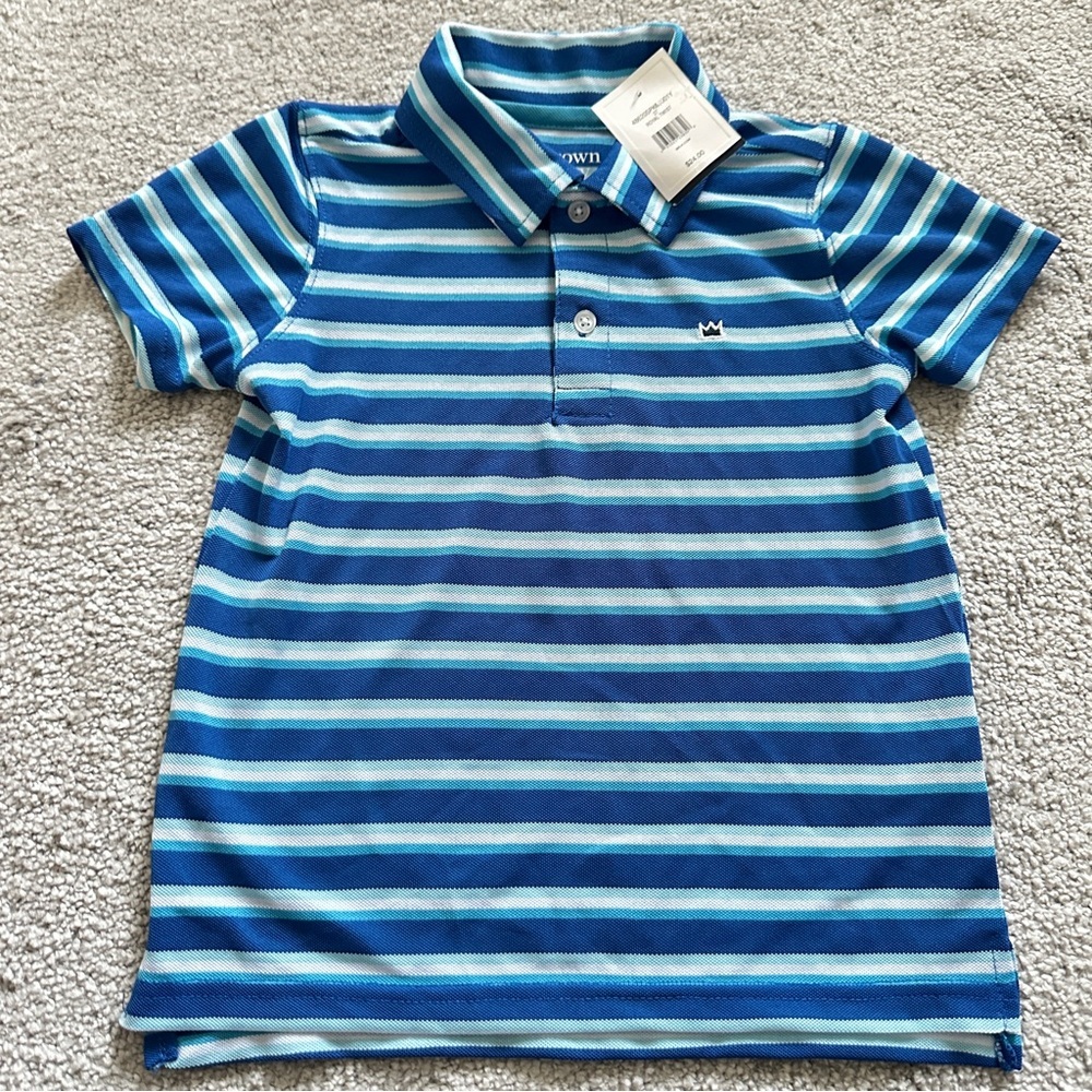 crown & ivy Kids Blue and White Striped Polo